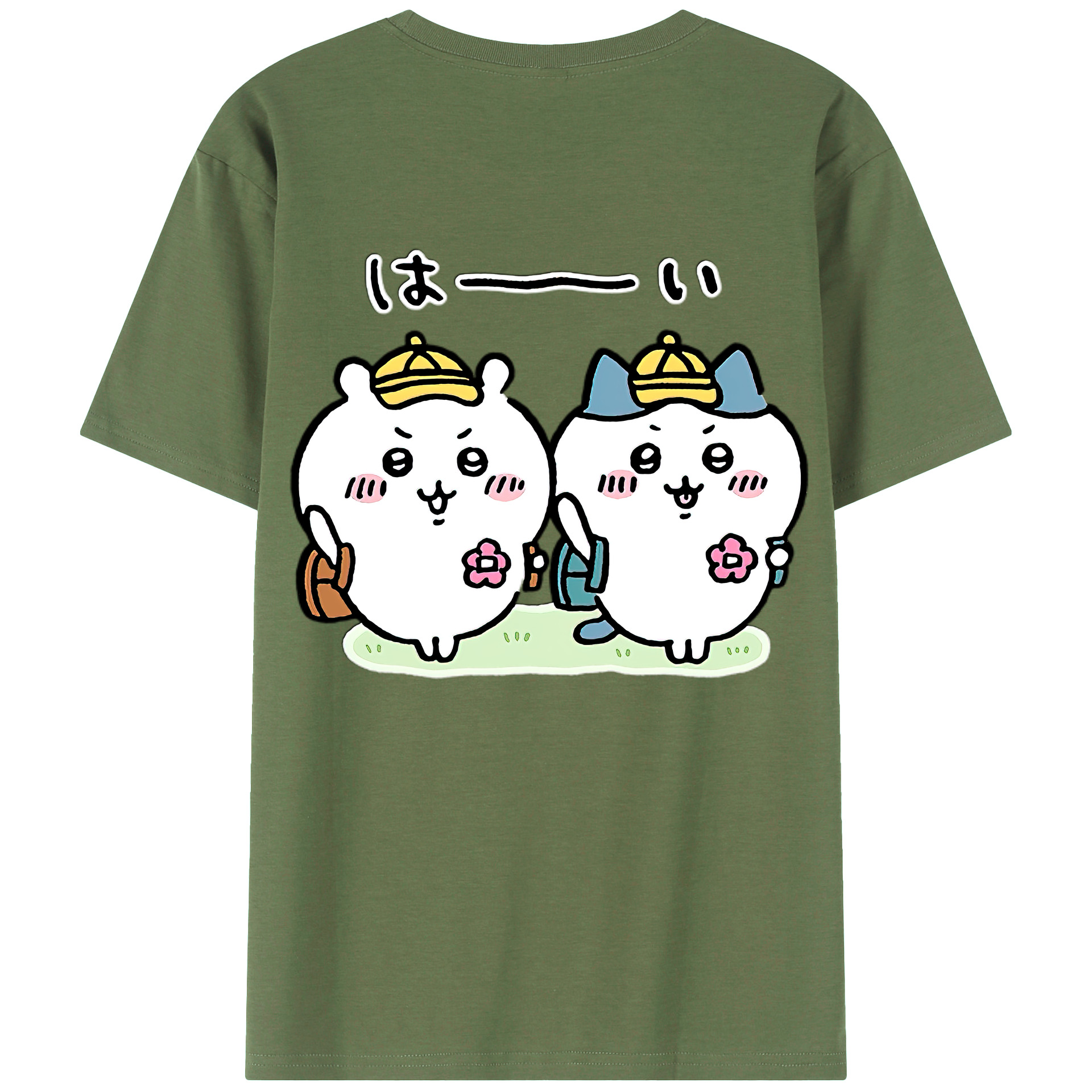 （画像用） ちいかわ ハチワレ Chii-kawa hachiware 綿100％ メンズ半袖Tシャツ（バックプリント） 通気性